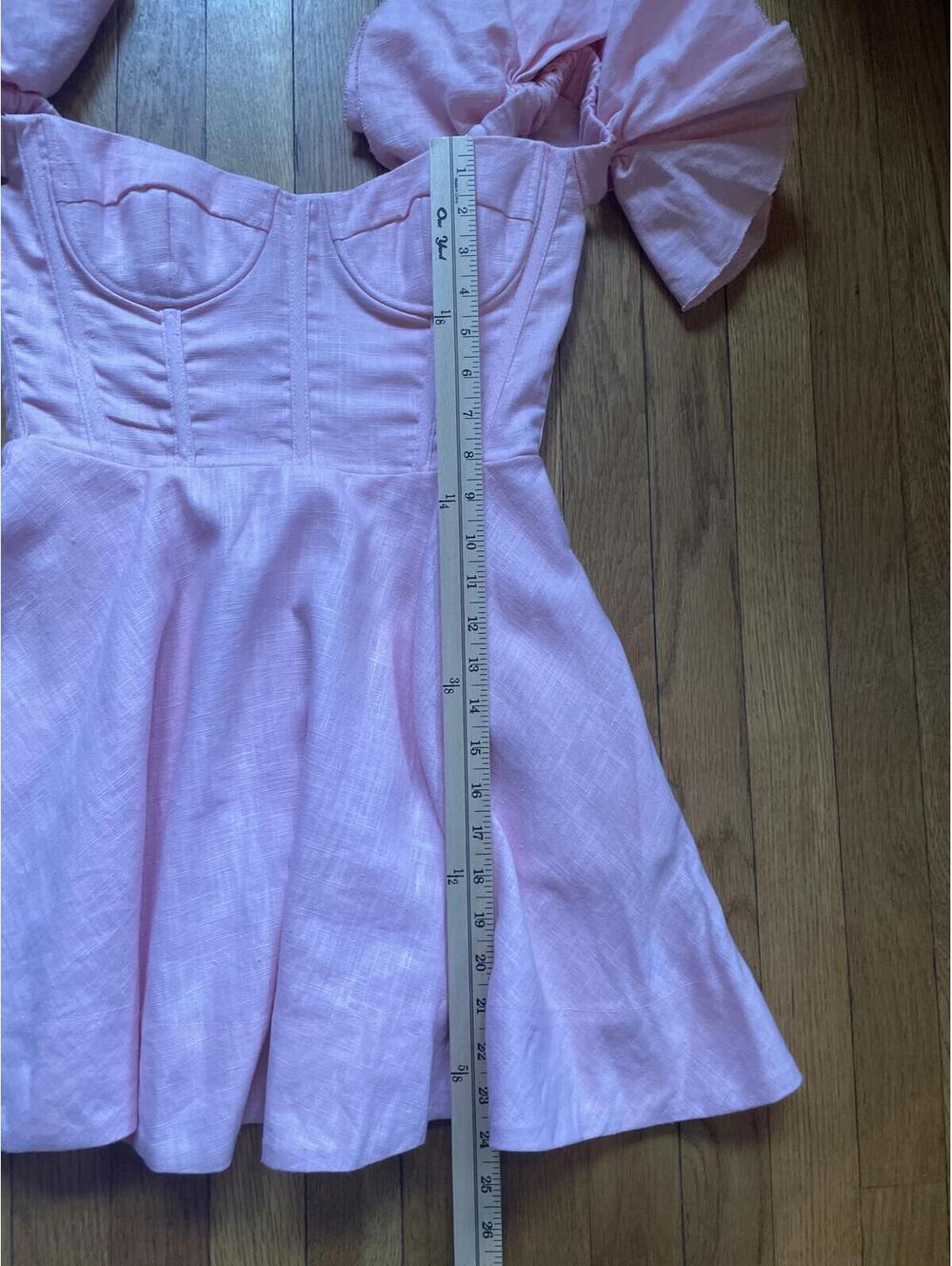 Bardot Linen Sigma Mini Dress Baby Pink Size Small US 4 New With Tags - Picture 7 of 8
